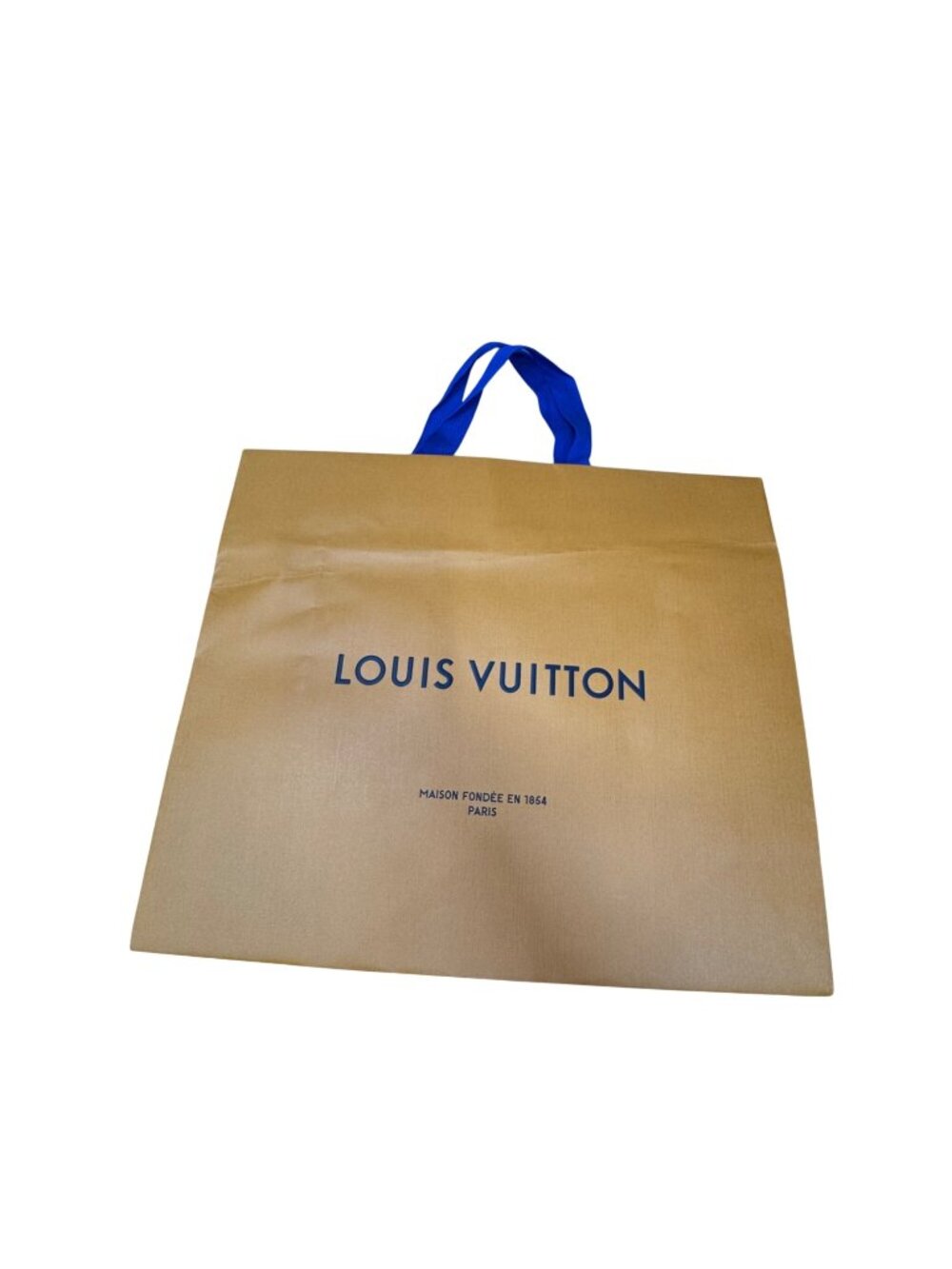 Louis Vuitton Orange Shopping Bag Tote Gift Authentic Large Blue Handles 16x13